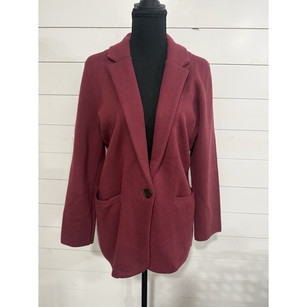 J.Crew Blazer Sweater Cecile Women Size XS Burgundy New BF013 Merino Wool Cotton